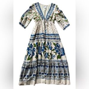 House of Harlow 1960 Floral Maxi Dress Bohemian V Neck XS